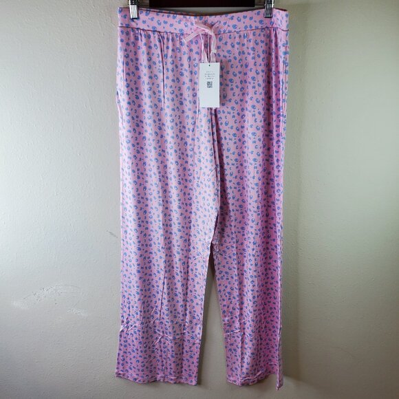 Laree + Co Womens Pink Leopard Lillian Bamboo Lounge Pants XL - Picture 1 of 9
